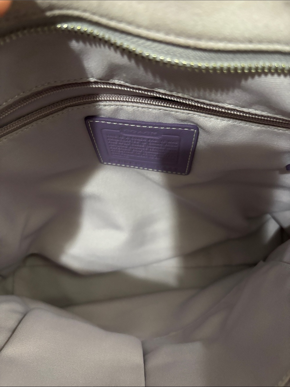 COACH Lavender Suede Tote with Purple Trim - Picture 4 of 8